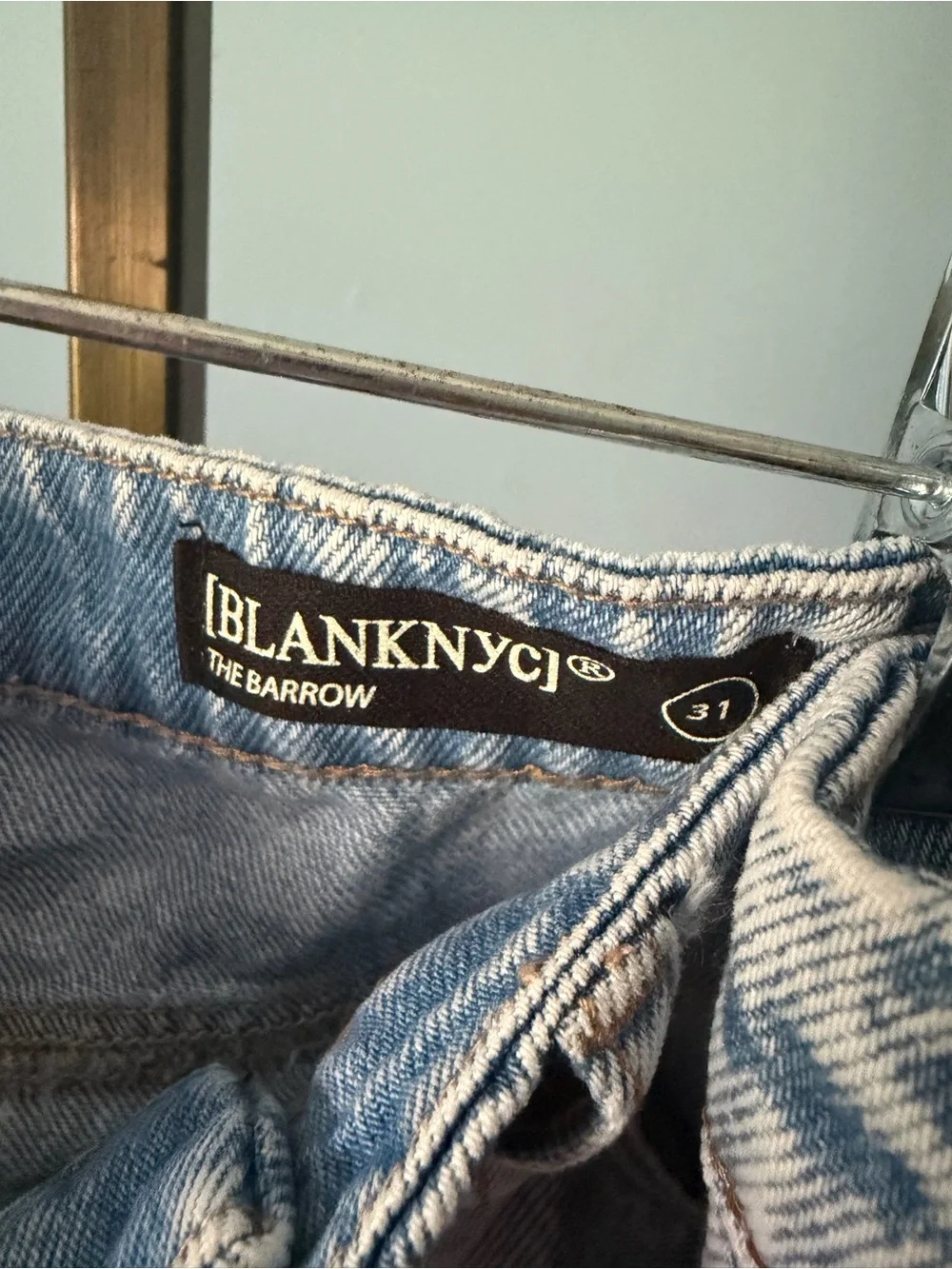 Blank NYC  the Barrow Light Wash Denim Shorts with White Fringe western festival